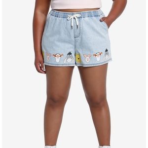 Disney Winnie The Pooh Faces Drawstring Denim Shorts